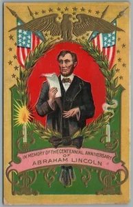 IN GEDENKEN an ABRAHAM LINCOLN ANTIKE POSTKARTE - Bild 1 von 2