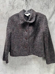 Cárdigan de Colección Petite Sophisticate Para Mujer Lg Marrón Moteado Mezcla Mohair Suéter - Imagen 1 de 5
