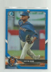 2018 Bowman Chrome Draft JUSTIN DUNN Blue Refractor 124/150 - Picture 1 of 1