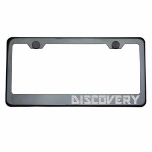Titanium Gun Metal License Plate Frame DISCOVERY Laser Etched Metal Screw Cap - Picture 1 of 8