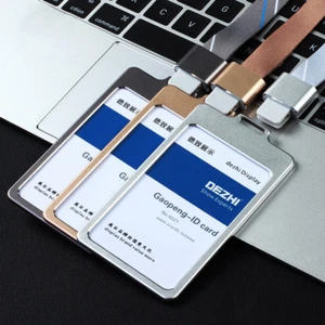 Luxury Aluminum Alloy Business Work Office Card Holders ID Badge Lanyard Holder - Picture 1 of 21