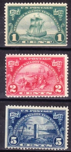 US Scott 614-616 old 1c-5c Huguenot-Walloon complete set M/NH/OG/F-VF CV $40 - Picture 1 of 1