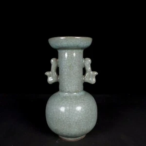 9.5" Chinese Antique Porcelain Song Guan Kiln Vase with Two Ears - Bild 1 von 9