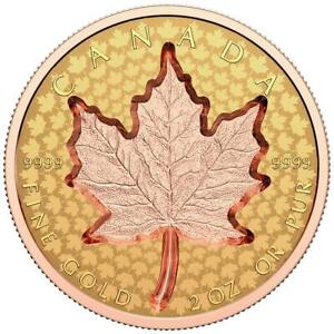 Canada 2022 200$ Super Incuse Gold Maple Leaf 2 oz Rose Gold Coin Canadian Mint