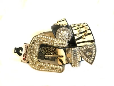 Cinturón Nocona Talla XL Cinturón de piel de cebra con pedrería Hebilla grande Pieza llamativa Foto 1 de 4