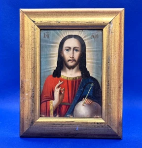 🙌Antique Icon Christian Orthodox Jesus Christ hand painted oil handmade - Picture 1 of 14