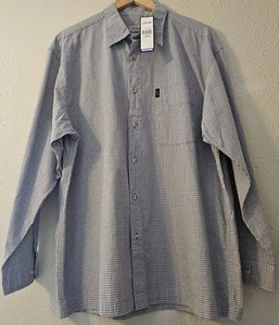 Izod Mens Button Down Long Sleeve Dress Shirt Gray White Checks Size L - Picture 1 of 12