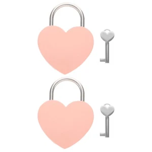 2 Sets Herzschloss Kind Vorhängeschlösser Für Gepäck Taschenschloss - Bild 1 von 12