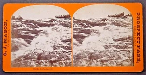 Stereoview Flat Orange Mt Niagara Falls Rapids Instantaneous by S.J. Mason - Picture 1 of 1