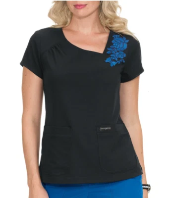 {XXS} Koi Medical Uniform Scrub Top Mariposa Celine Women's Solid 379-002 Black - Image 1 of 2