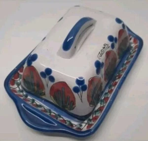 Porta Burro In Ceramica Anni 70 Dipinto A Mano - Foto 1 di 2