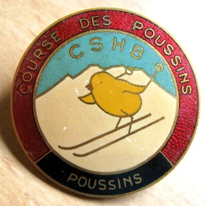 FRANCIA - SKI COURSE DES POUSSINS BONITO ESMALTE ENORME INSIGNIA VINTAGE - Imagen 1 de 2