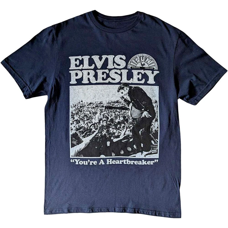 Sun Records - Elvis Presley - Elvis Heartbreaker - Camiseta Azul Marino Foto 1 de 1