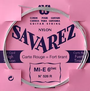 CORDE GUITARE CLASSIQUE MI 6EME SAVAREZ 526R TRADITIONNELLE ROUGE tirant normal - Foto 1 di 1