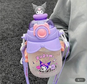 750ml Kuromi Sanrio Water Bottle Portable with Strap New Purple - Picture 1 of 4