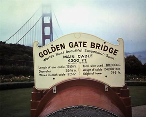 Orig Slide, 1967 - Golden Gate Bridge and Informational Sign, San Francisco CA - Picture 1 of 1