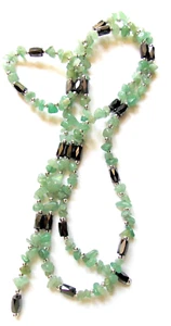 COLLIER SAUTOIR EN PIERRE FINE   AVENTURINE  ET HEMATITE*** - Picture 1 of 2