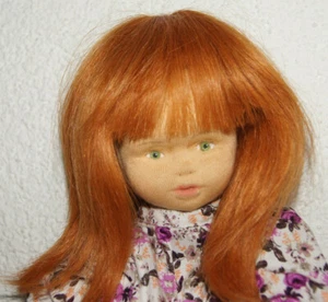 Stoffpuppe 45 cm roten echten Haare grüne gemalte Augen Mund m. Zähnchen,Brauen - Bild 1 von 1