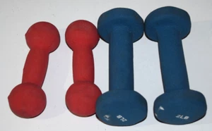 2 Pair Fitness Vinyl Coated Colorful Hex Hand Weights Dumbbells 1 lb 2Lbs - Picture 1 of 2