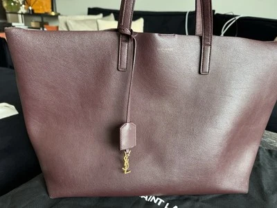 Saint Laurent E/W Tote YSL Supple Leather Bag Large Shopper Burgundy  - Image 1 of 4