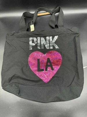 VICTORIA'S SECRET розовый LA любовь блестящий блестками логотип молнии сумка с короткими ручками Weekender - Изображение 1 из 4