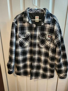 Dickies Women's Black & White Plaid Quilted Shacket / Shirt Jacket - Size Large - Picture 1 of 7