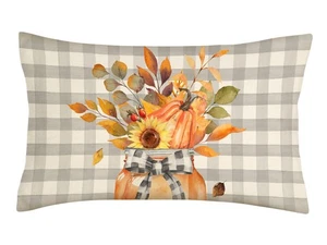 Fall Leaves Einmachglas Lendenkissenbezug 12x20 Zoll Büffel Karo Bauernhaus... - Bild 1 von 6