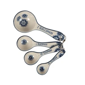 Sass & Belle Blue Willow Floral Ceramic Set of 4 Measuring Spoons - Picture 1 of 1