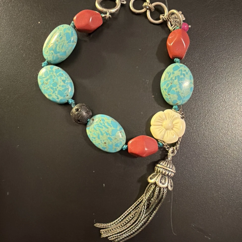 "Brazalete de palanca de piedras semipreciosas marca Lucky 8"" - Boho Southwest" Foto 1 de 4