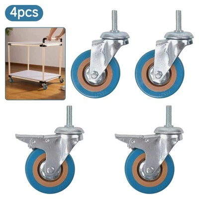 Lenkrollen 75mm mit M10 Gewinde 4er Schwerlastrollen Transport Gummi Möbelrollen - Bild 1 von 4