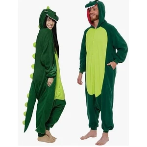 Adult Dinosaur Costume Sleeper Pajamas One Piece Zip Up Sz Large NEW - Picture 1 of 2