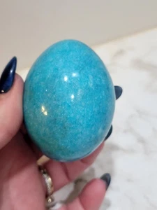 Vintage Marble Alabaster Egg Blue Turquoise Color Gorgeous Piece  - Picture 1 of 5