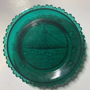 Pre-Owned Pairpoint Cup Plate 10th Ann National Carousel Assoc 1983 Green U414 - Picture 1 of 3