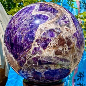 83.6LB Natural Dreamy Amethyst ball Quartz crystal Sphere Crystal Reiki Healing - Picture 1 of 16