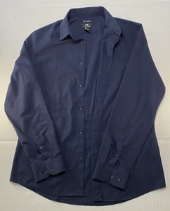Button Up Dress Shirt H & M Mens Navy Blue Large - Picture 1 of 23
