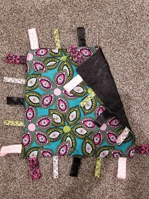Taggies Minky Teal Paisley Lovey Security Blanket Handmade Sensory Toy - Image 1 of 2