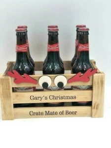 Christmas Personalised Reindeer Beer Crate Cider Him Her Mum Dad Men Friend Gift - Picture 1 of 2