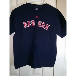 Majestic Red Sox Youkilis 20 Navy Blue MLB Baseball T-Shirt Youth L/G - Picture 1 of 3