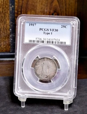 1917 T1 Standing Liberty Quarter - Type 1 - PCGS VF30 (#58435-K) - Image 1 of 4