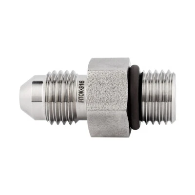 FITOK 37° Flare Fitting 1/4" Male JIC × 9/16-18 SAE/MS Straight Thread 316SS - Image 1 of 2