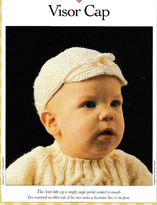 Gorra visera bebé - Se adapta a cabeza de 17-1/2" o 19" - Hilo deportivo - Patrón de ganchillo SOLO Foto 1 de 2