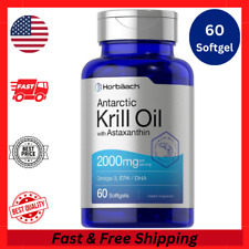 Antarctic Krill Oil 2000 mg 60 Softgels | Omega-3 EPA, DHA, with Astaxanthin