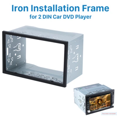 Silver Double 2-Din Car DVD Stereo Radio Dash Kit Installation Mounting Trim - Image 1 of 4