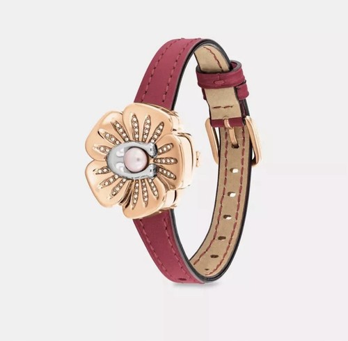 Orologio Coach Tea Rose Quadrante Nascosto Pelle Rouge 25mm Oro Rosa 14504150 NUOVO