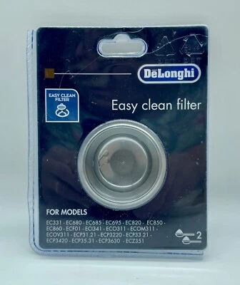 Фильтр простой очистки 2 дозы для автоматической кофемашины Delonghi EC331 EC680 больше - Изображение 1 из 2