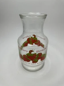 Jarra de vidrio jarra fresas jarra de jugo de pastel corto de fresas vintage - Imagen 1 de 3