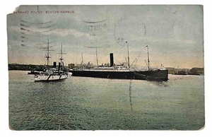 Massachusetts Postcard Outward Bound Ships Boston Harbor • Undivided Posted 1907 - Picture 1 of 4