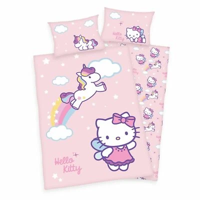 Hello Kitty Bambino Lenzuola Con Unicorno 40 x 60 E 100 X 135 CM - Immagine 1 di 4
