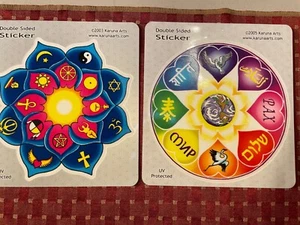 Double Sided Stickers Universal Worship Mandala, Peaceful Hearts Karina Arts - Picture 1 of 4