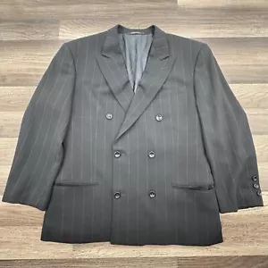 Armani Collezioni Made in Italy 100% Wool Black Striped Sport Jacket Blazer 42R - Picture 1 of 9